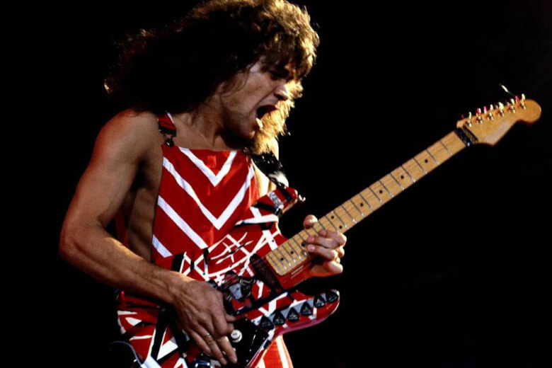 Eddie Van Halen mit seiner EVH Frankie Striped